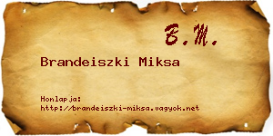 Brandeiszki Miksa névjegykártya
